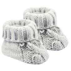 S415-G: Grey Cable Knit Bootees